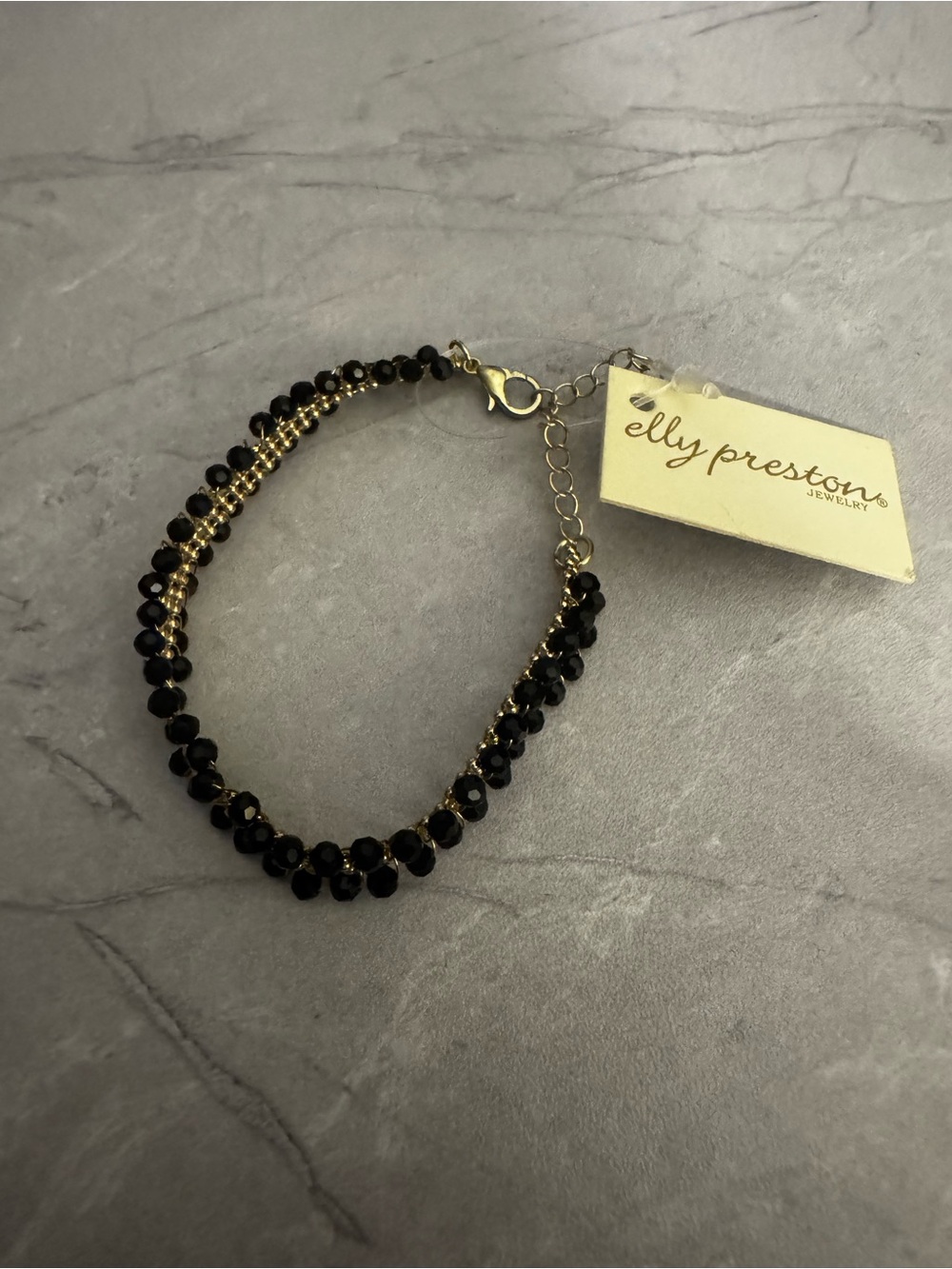 Black and Gold Beaded Double-Strand Bracelet